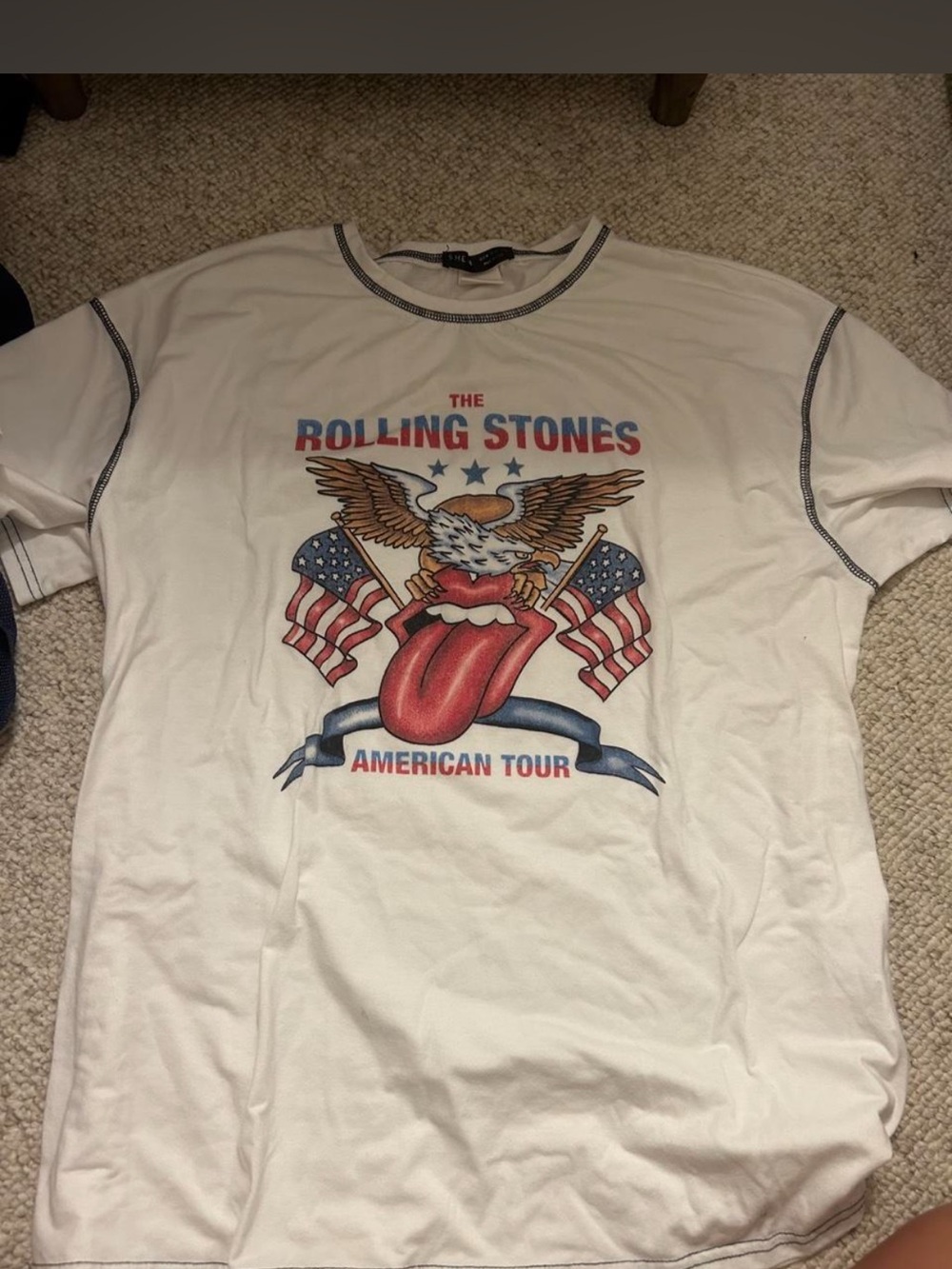 The Rolling Stones White Graphic 'American Tour' Tee with Red Tongue